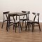 Baxton Studio Britte Beige Upholstered Dark Oak Wood 5-Piece Dining Set 161-10465-10464 - alternate 3
